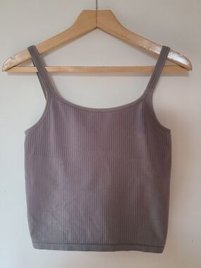 lululemon athletica Ribbed Scoop Neck Camisole in Taupe/olive